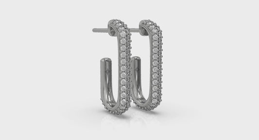 Diamond Elongated Hoop Earrings