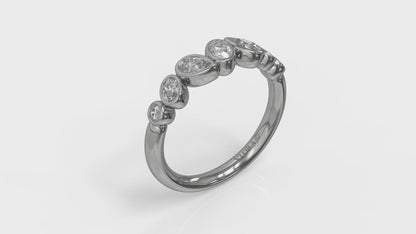 Bezel‑Set Pear, Oval and Round Shaped Diamond Ring