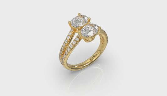 Spiral Oval Two Stone Engagement Ring