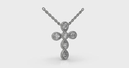 Pear Shape Bezel Set Diamond Cross Pendant