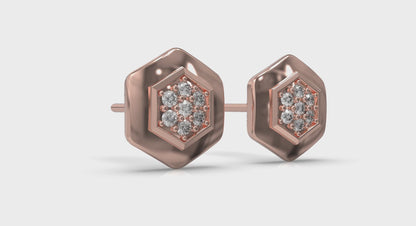 Diamond Cluster Honeycomb Stud Earrings