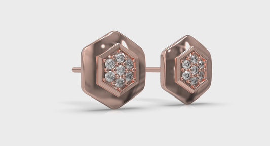 Diamond Cluster Honeycomb Stud Earrings