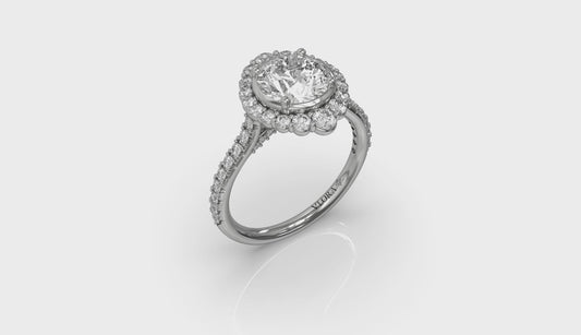 Cathedral Arch Halo Round Engagement Ring