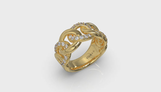 Diamond Interlacing Link Ring