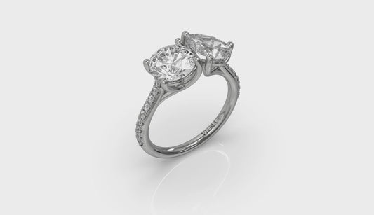 Duet Pear and Round Toi et Moi Engagement Ring