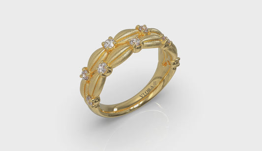 Double Cascade Ring with Satin Finish