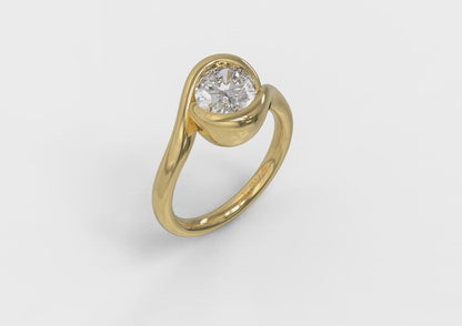 Modern Swirl Bezel Engagement Ring