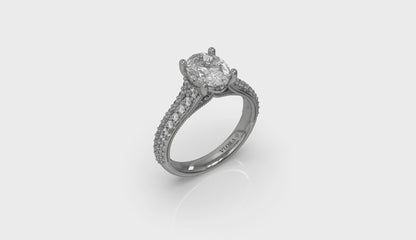 Oval Pave Cathedral Engagement Ring
