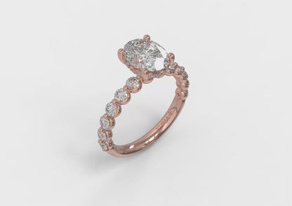 Classic Oval Engagement Ring with Floating Diamond Band