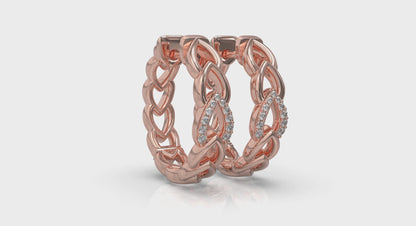 Diamond Accent Open Multi Tear Drop Link Earrings