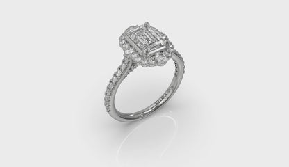 Cathedral Arch Halo Emerald Cut Engagement Ring