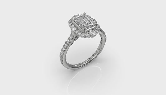 Cathedral Arch Halo Emerald Cut Engagement Ring