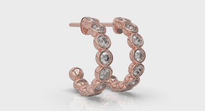 Rounded Bezel Set Hoop Earrings