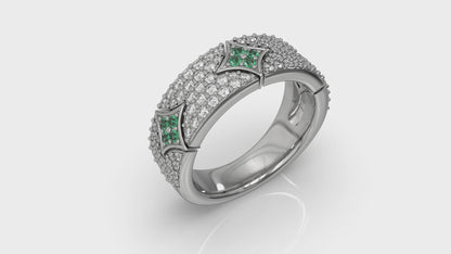 Diamond and Emerald Vlora Star Ring