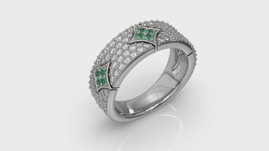 Diamond and Emerald Vlora Star Ring