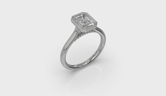 Singular Emerald Cut Bezel Engagement Ring