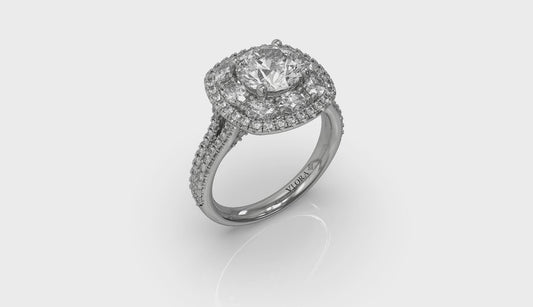 Exquisite Double Halo Round Engagement Ring