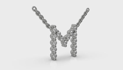 Diamond Alphabet Pendant Necklace, M