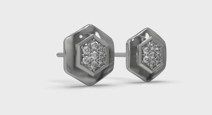 Diamond Cluster Honeycomb Stud Earrings