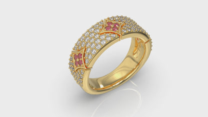 Diamond and Ruby Vlora Start Ring