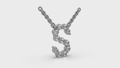 Diamond Alphabet Pendant Necklace, S