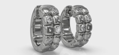 Tiled Diamond Huggie Earrings