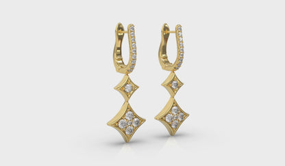Diamond Double Vlora Star Drop Huggie Earrings