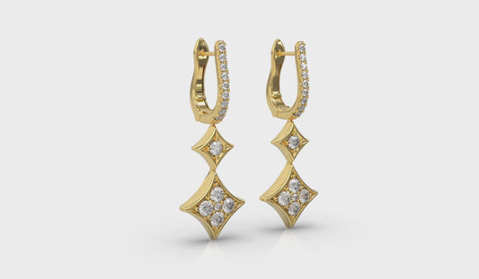 Diamond Double Vlora Star Drop Huggie Earrings