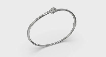 Emerald & Pear Shape Diamond Open Bangle