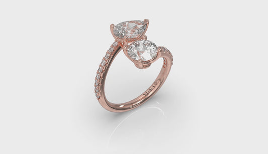 Kissing Round and Pear Two Stone Engagement Ring