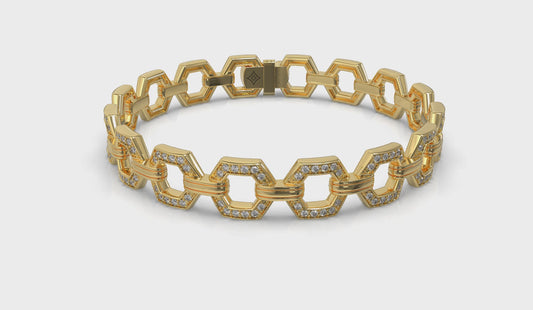 Diamond Open Honeycomb Link Bracelet