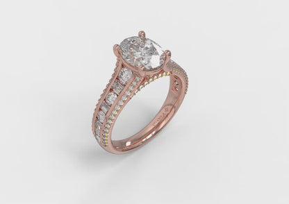 Opulent Cathedral Oval Diamond Engagement Ring