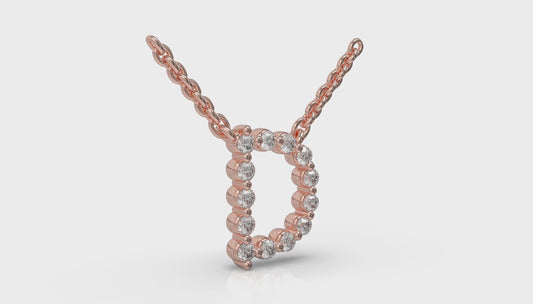 Diamond Alphabet Pendant Necklace, D