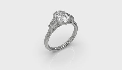 Modern Trio Oval Bezel Engagement Ring