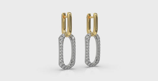 Diamond Accent North South Open Oval Pendant Link Earrings