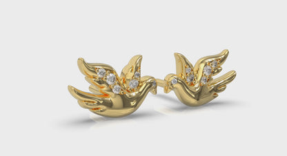 Diamond Dove Stud Earrings