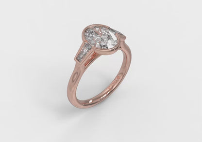 Matching Band for Modern Trio Oval Bezel Engagement Ring