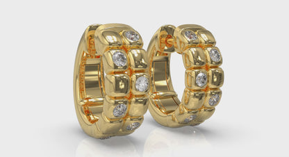 Tiled Diamond Huggie Earrings