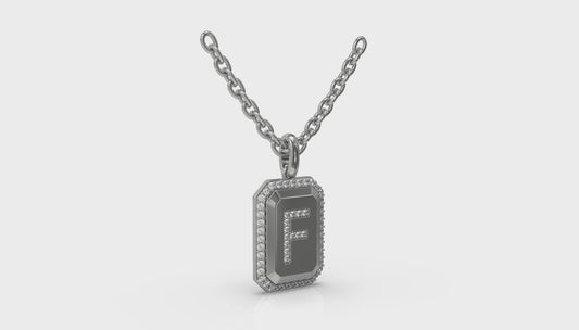 Diamond Medallion Alphabet Pendant Link Necklace, F