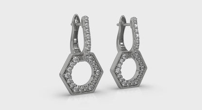 Diamond Open Honeycomb Drop Earrings