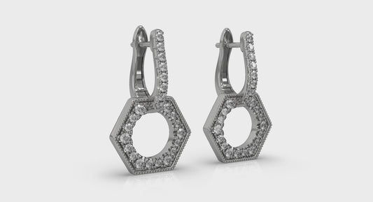Diamond Open Honeycomb Drop Earrings