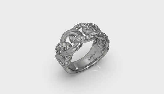 Diamond Interlacing Link Ring