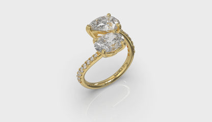 Kissing Oval and Pear Two Stone Engagement Ring