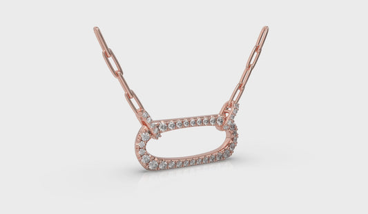 Diamond Accent East West Open Oval Pendant with Link Necklace