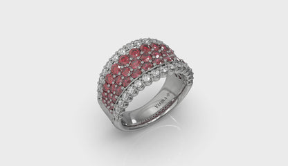 Diamond and Ruby Multi-Row Statement Ring