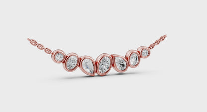 Bezel‑Set Pear, Oval and Round Shaped Diamond Curved Necklace