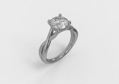Entwined Solitaire Engagement Ring with Hidden Halo