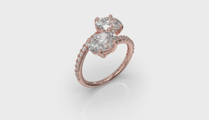 Kissing Oval Two Stone Engagement Ring