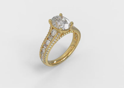 Opulent Cathedral Oval Diamond Engagement Ring