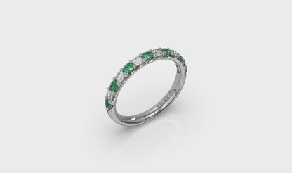 Emerald and Diamond Stackable Band